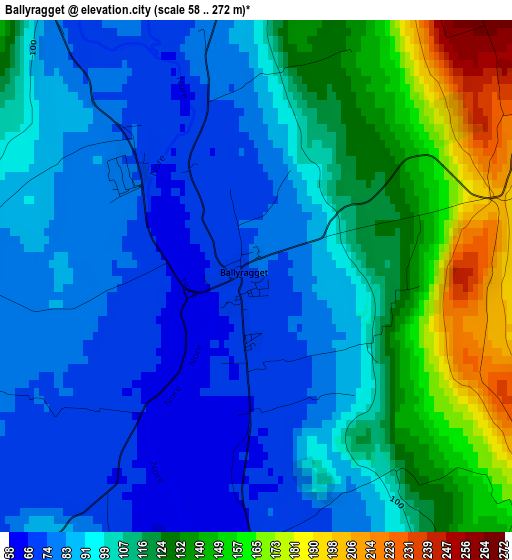 Ballyragget elevation map