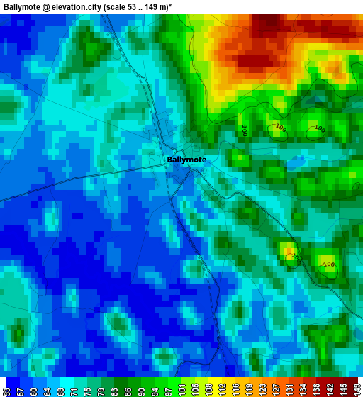 Ballymote elevation map