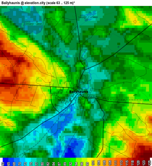 Ballyhaunis elevation map