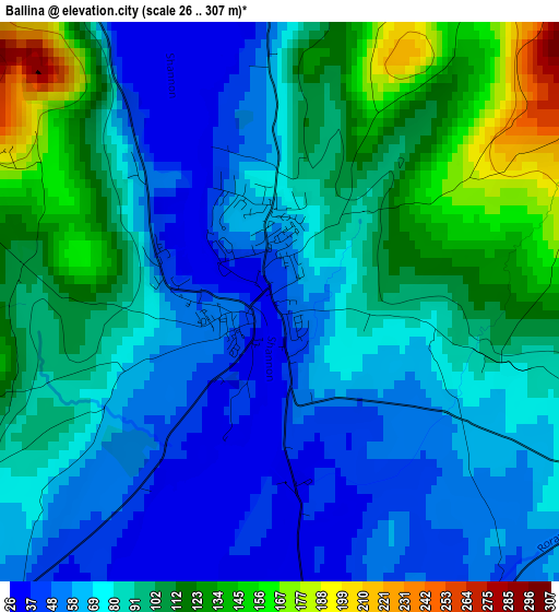 Ballina elevation map