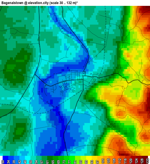 Bagenalstown elevation map