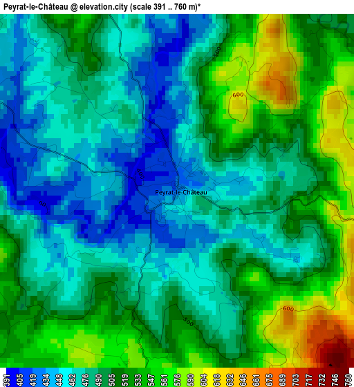 Peyrat-le-Château elevation map