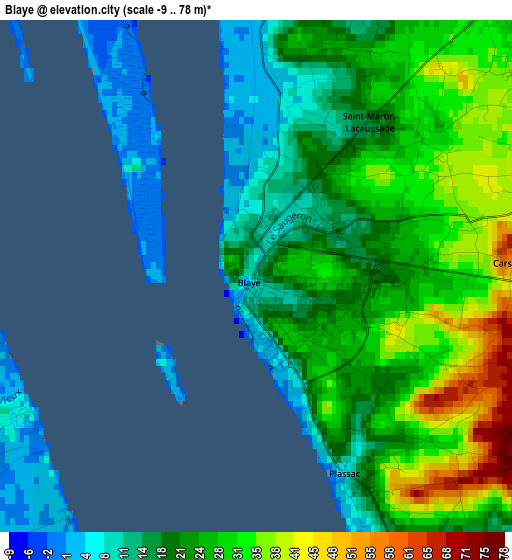 Blaye elevation map