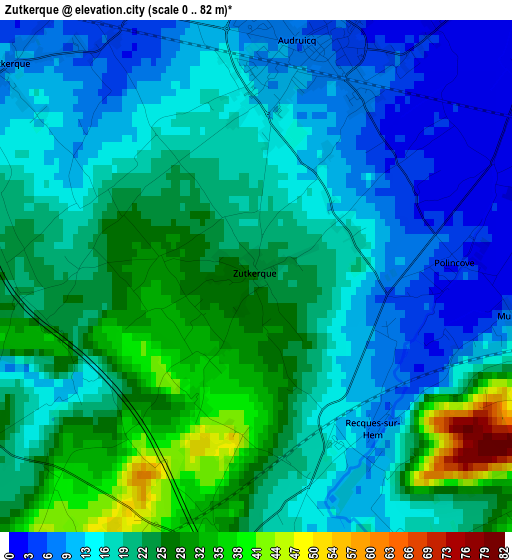 Zutkerque elevation map