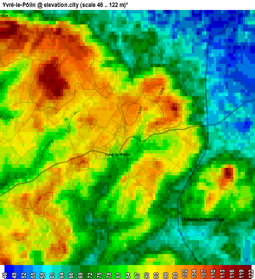 Yvré-le-Pôlin elevation map