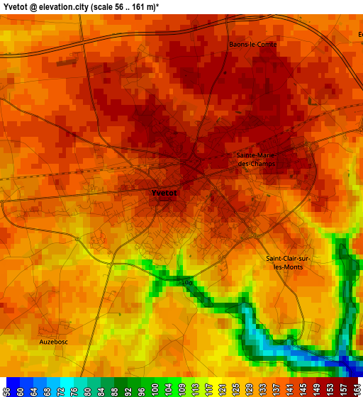 Yvetot elevation map