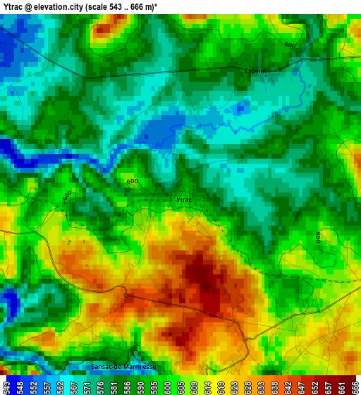 Ytrac elevation map