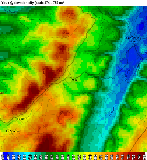 Youx elevation map