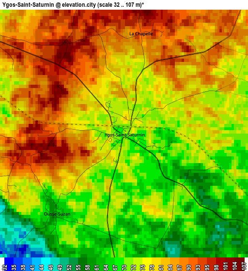 Ygos-Saint-Saturnin elevation map