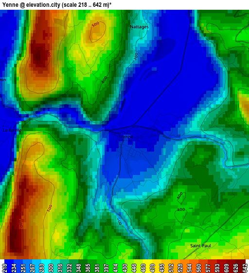 Yenne elevation map