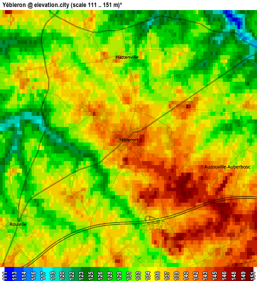 Yébleron elevation map