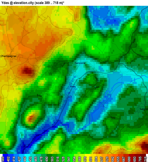 Ydes elevation map