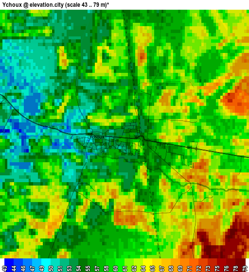 Ychoux elevation map