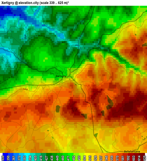 Xertigny elevation map