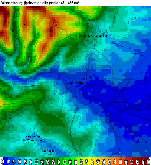 Wissembourg elevation map