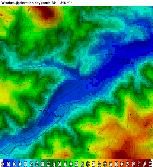 Wisches elevation map