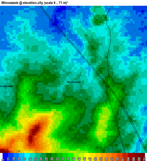 Winnezeele elevation map