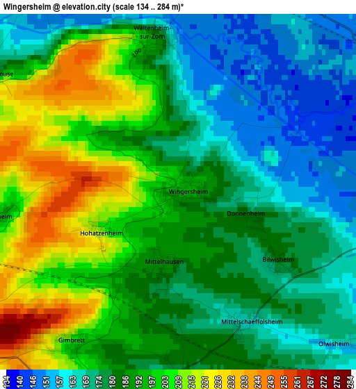 Wingersheim elevation map