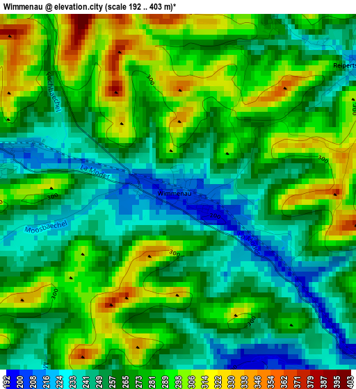 Wimmenau elevation map