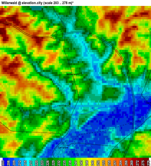 Willerwald elevation map