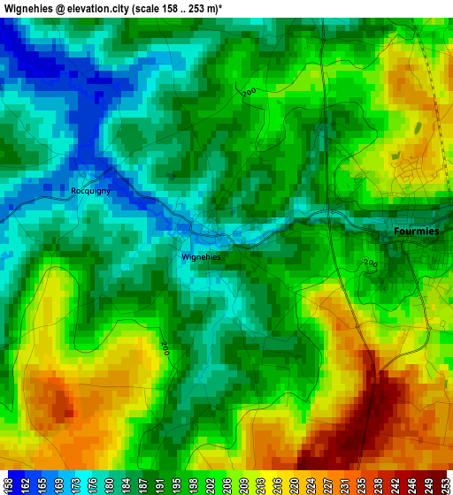 Wignehies elevation map