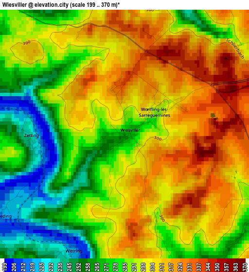 Wiesviller elevation map