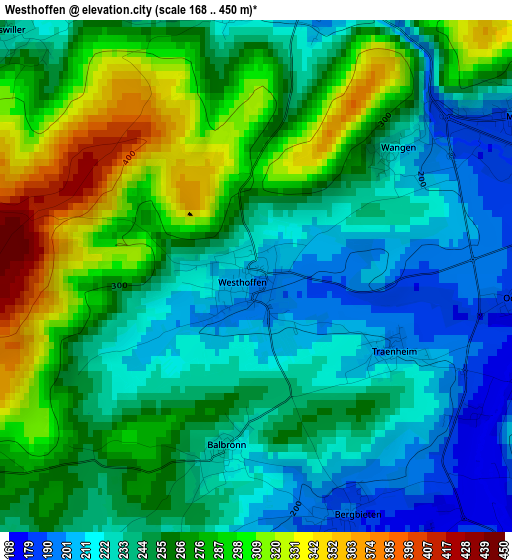 Westhoffen elevation map