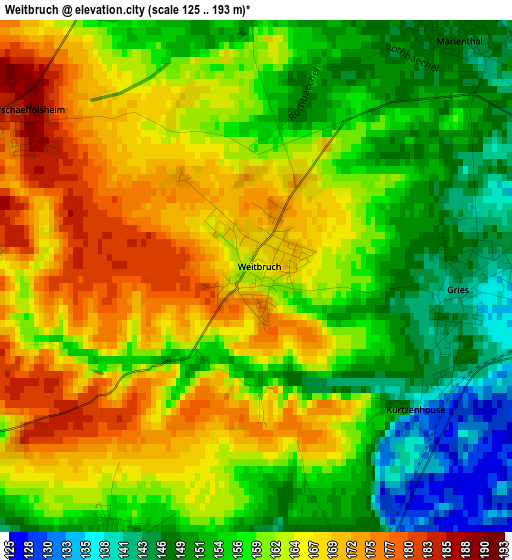 Weitbruch elevation map