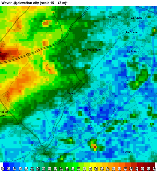 Wavrin elevation map