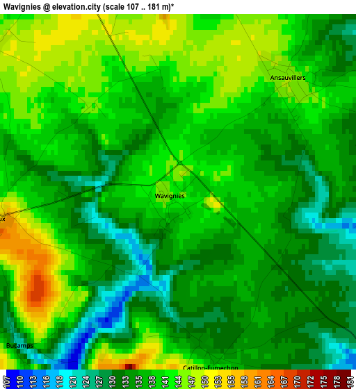 Wavignies elevation map