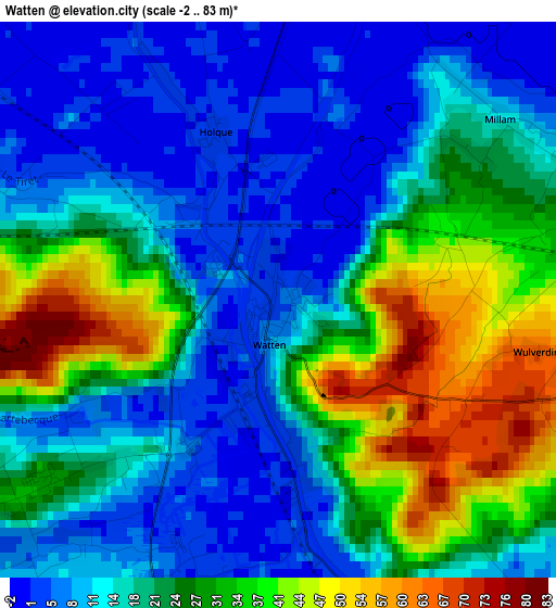 Watten elevation map