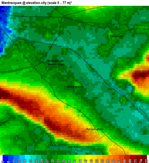 Wardrecques elevation map