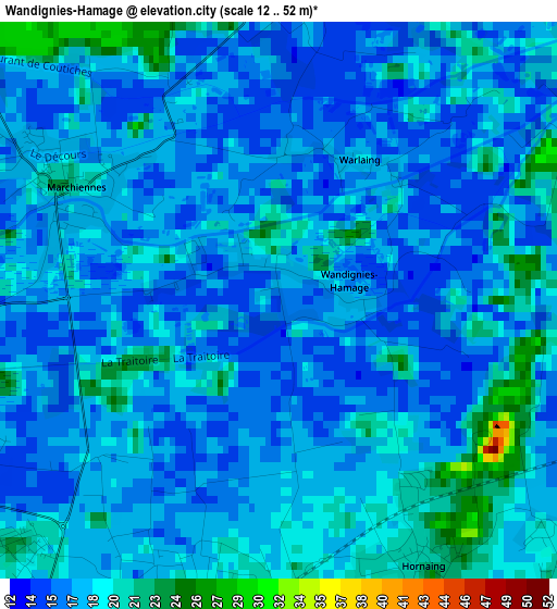 Wandignies-Hamage elevation map