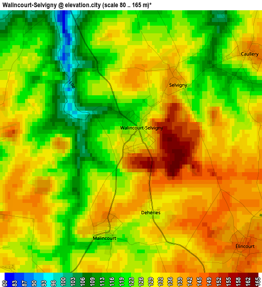 Walincourt-Selvigny elevation map