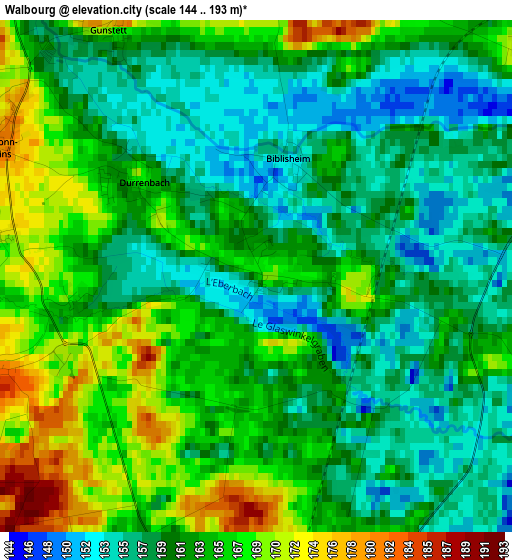 Walbourg elevation map