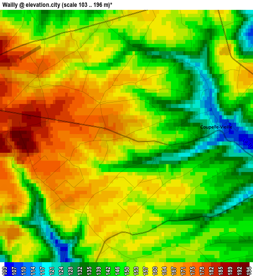 Wailly elevation map