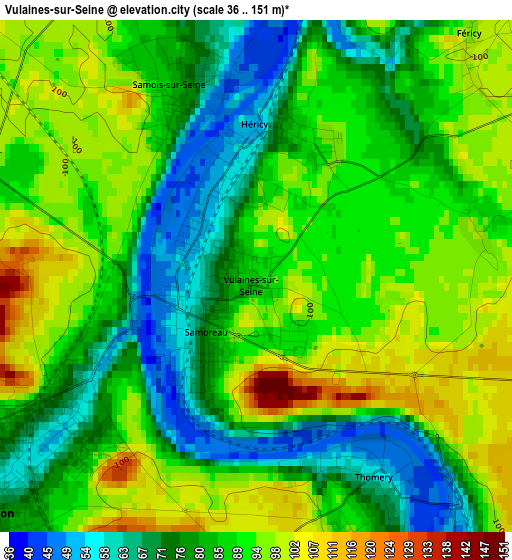 Vulaines-sur-Seine elevation map