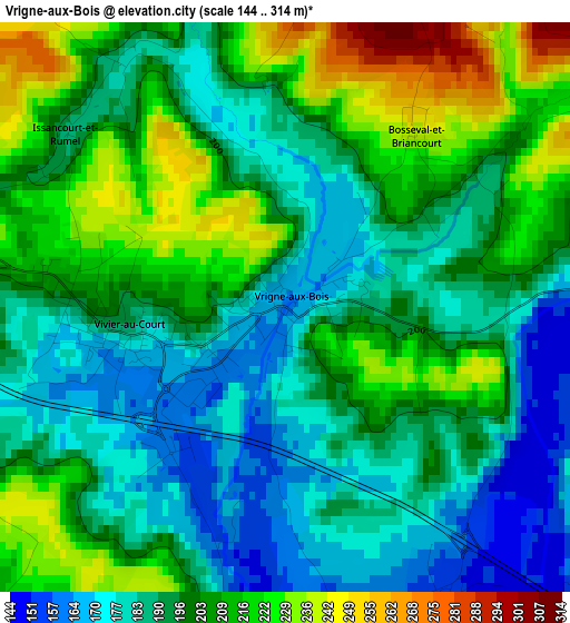 Vrigne-aux-Bois elevation map