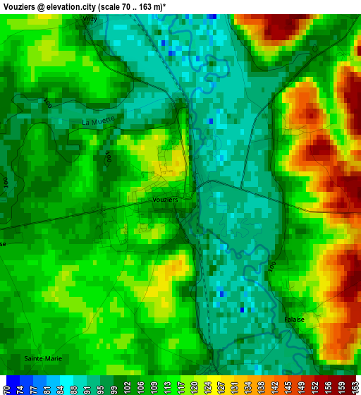 Vouziers elevation map