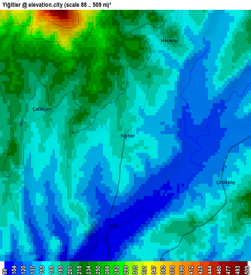 Yiğitler elevation map