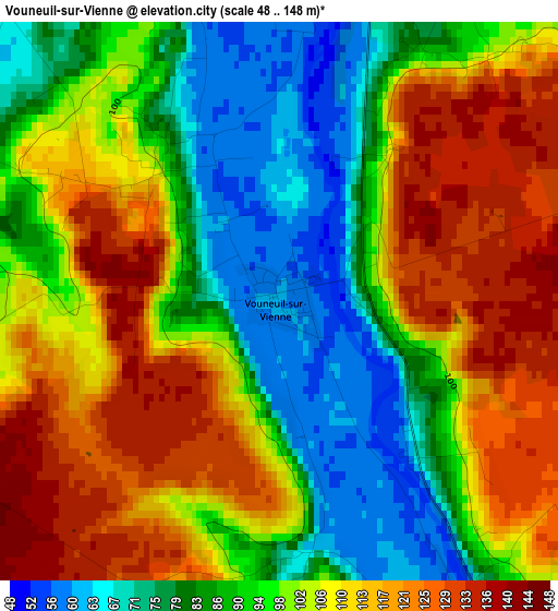 Vouneuil-sur-Vienne elevation map