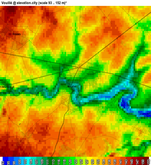Vouillé elevation map