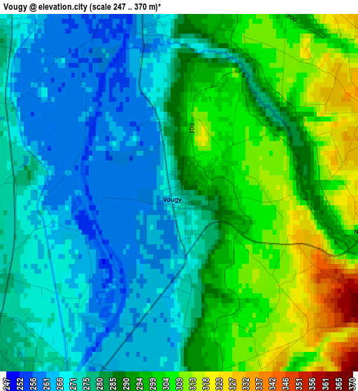 Vougy elevation map