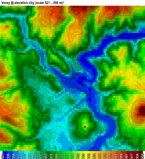 Vorey elevation map