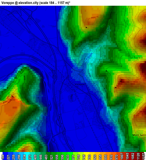 Voreppe elevation map