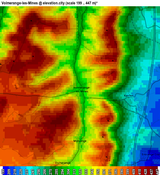 Volmerange-les-Mines elevation map