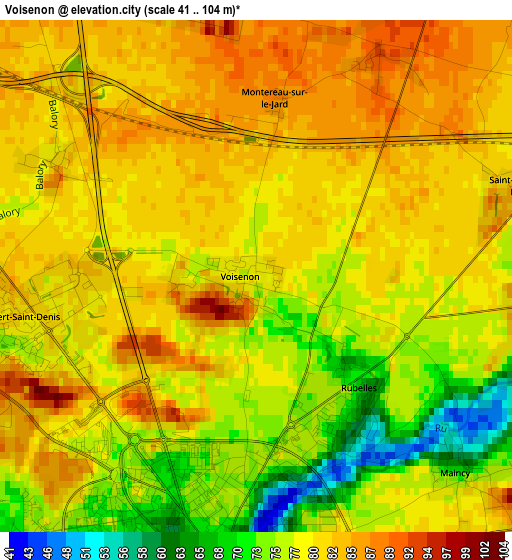 Voisenon elevation map