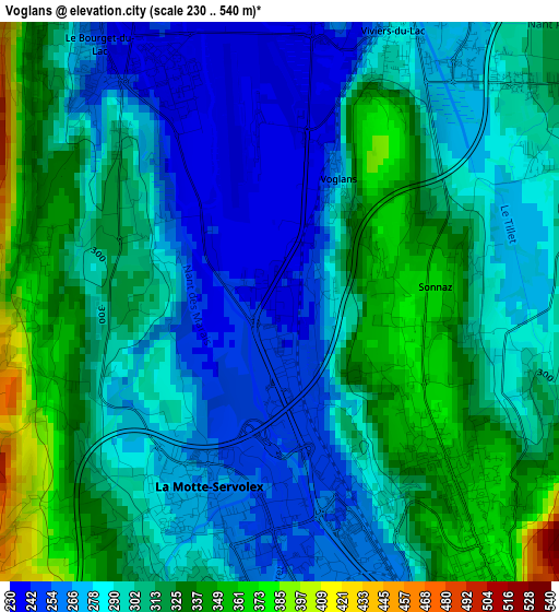 Voglans elevation map