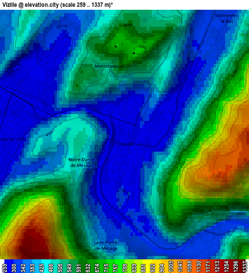 Vizille elevation map