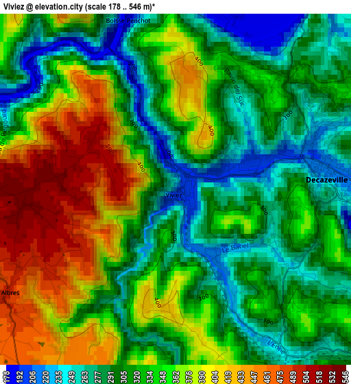 Viviez elevation map